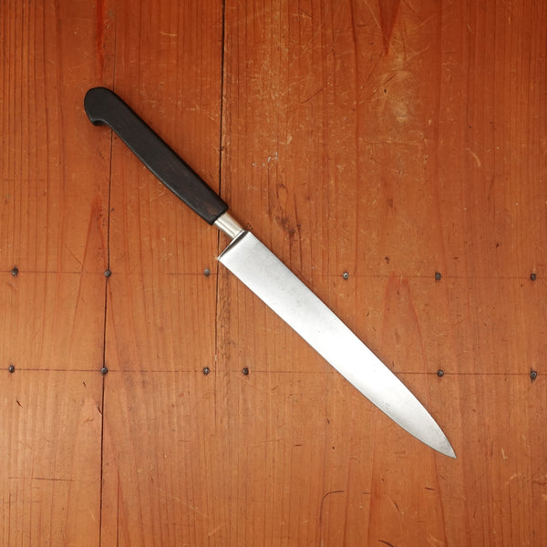 J.A. Henckels 7.25" Semi-Flexible Nogent Style Slicer 101-7" Carbon Steel Fruitwood 1920s-30s *lead warning*