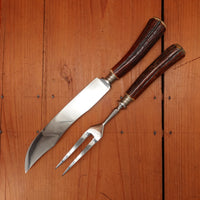 Kla-Tra-So Carving Set Forged Stainless & Stag Solingen 1950-60s - 2 Pieces