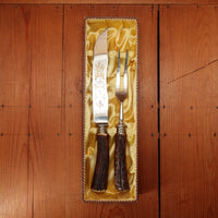 Kla-Tra-So Carving Set Forged Stainless & Stag Solingen 1950-60s - 2 Pieces