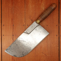 Orpheé 10" Butchers Leaf Cleaver Carbon Steel Turned Hardwood Thiers 1930s-60s?