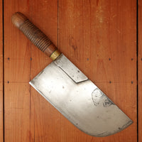 Orpheé 10" Butchers Leaf Cleaver Carbon Steel Turned Hardwood Thiers 1930s-60s?