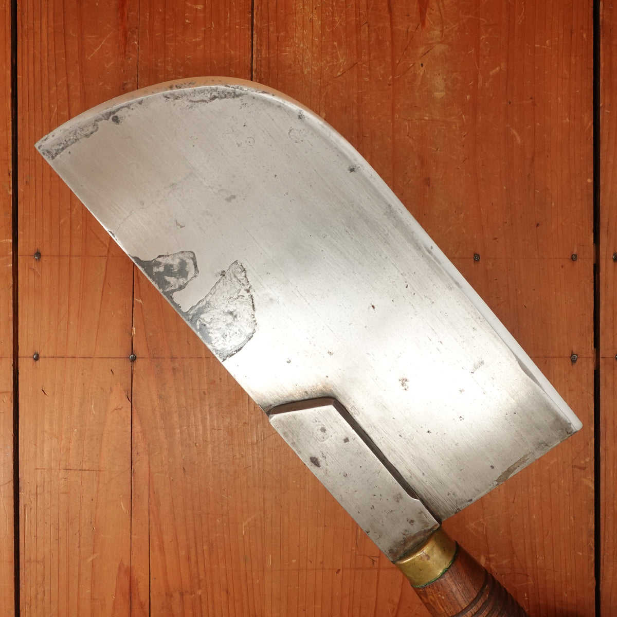 Orpheé 10" Butchers Leaf Cleaver Carbon Steel Turned Hardwood Thiers 1930s-60s?