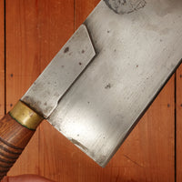Orpheé 10" Butchers Leaf Cleaver Carbon Steel Turned Hardwood Thiers 1930s-60s?