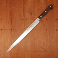 Ed Wusthof 4520 Dreizackwerk 10" Narrow Stiff Slicer Stainless Steel Macasser Ebony Handle 1960s-Early 70s