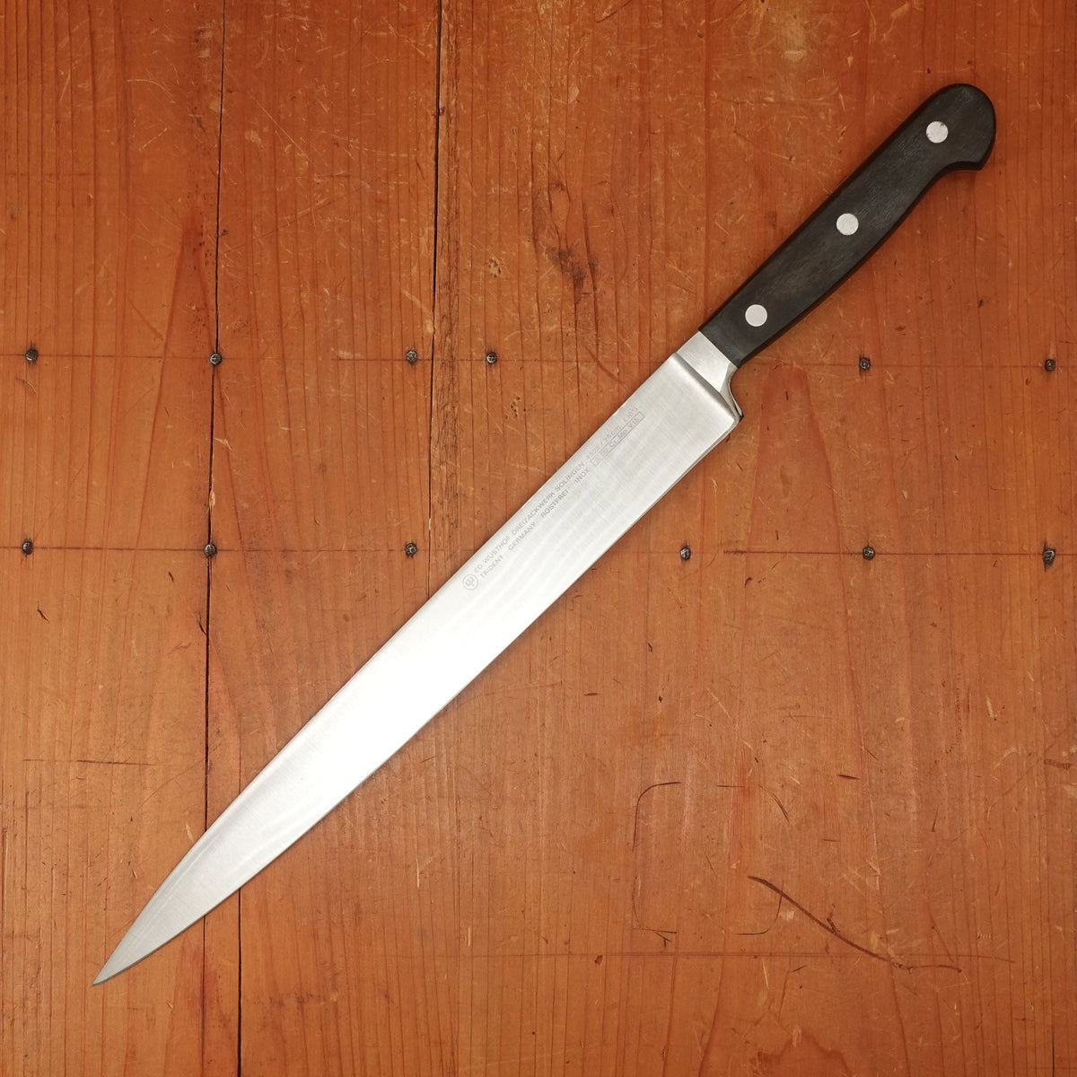 Ed Wusthof 4522 Dreizackwerk Pre-Classic 10" Slicer Stainless Steel Pakka Handle 1970s Early 80s