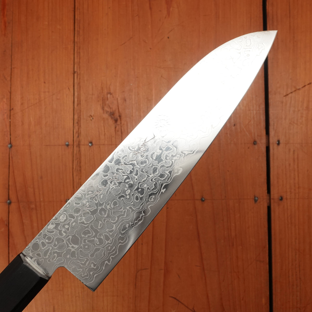 Trade In Kikuichi NWD 180mm Santoku Warikomi Nickel Damascus with Saya