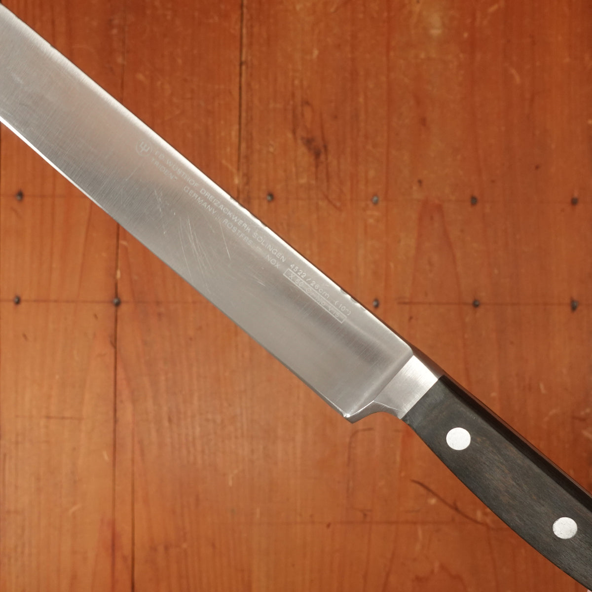 Ed Wusthof 4522 Dreizackwerk Pre-Classic 10" Slicer Stainless Steel Pakka Handle 1970s Early 80s