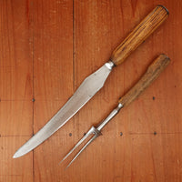 Late 19th C English Carving Knife & Fork Shear Steel Stag Sheffield 1890s-1920s