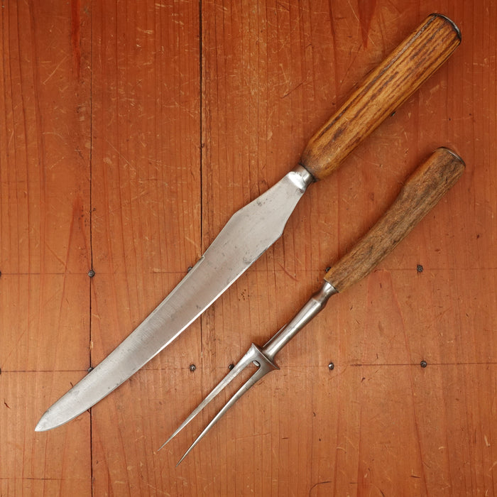 Late 19th C English Carving Knife & Fork Shear Steel Stag Sheffield 1890s-1920s