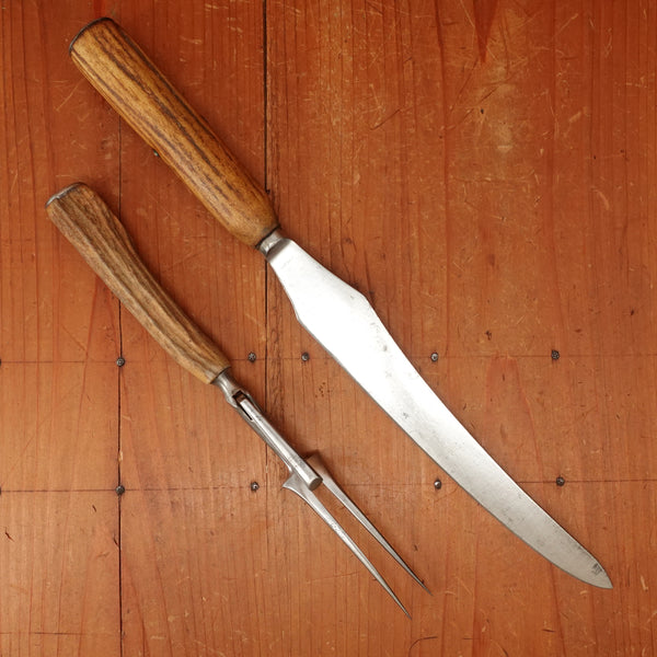 Late 19th C English Carving Knife & Fork Shear Steel Stag Sheffield 1890s-1920s