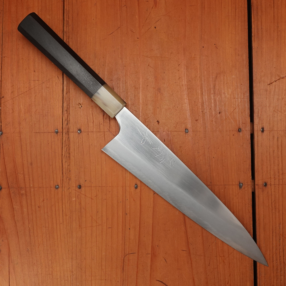 Trade In Mazaki 210mm Gyuto Shirogami 2 Kasumi Ebony Blonde Horn