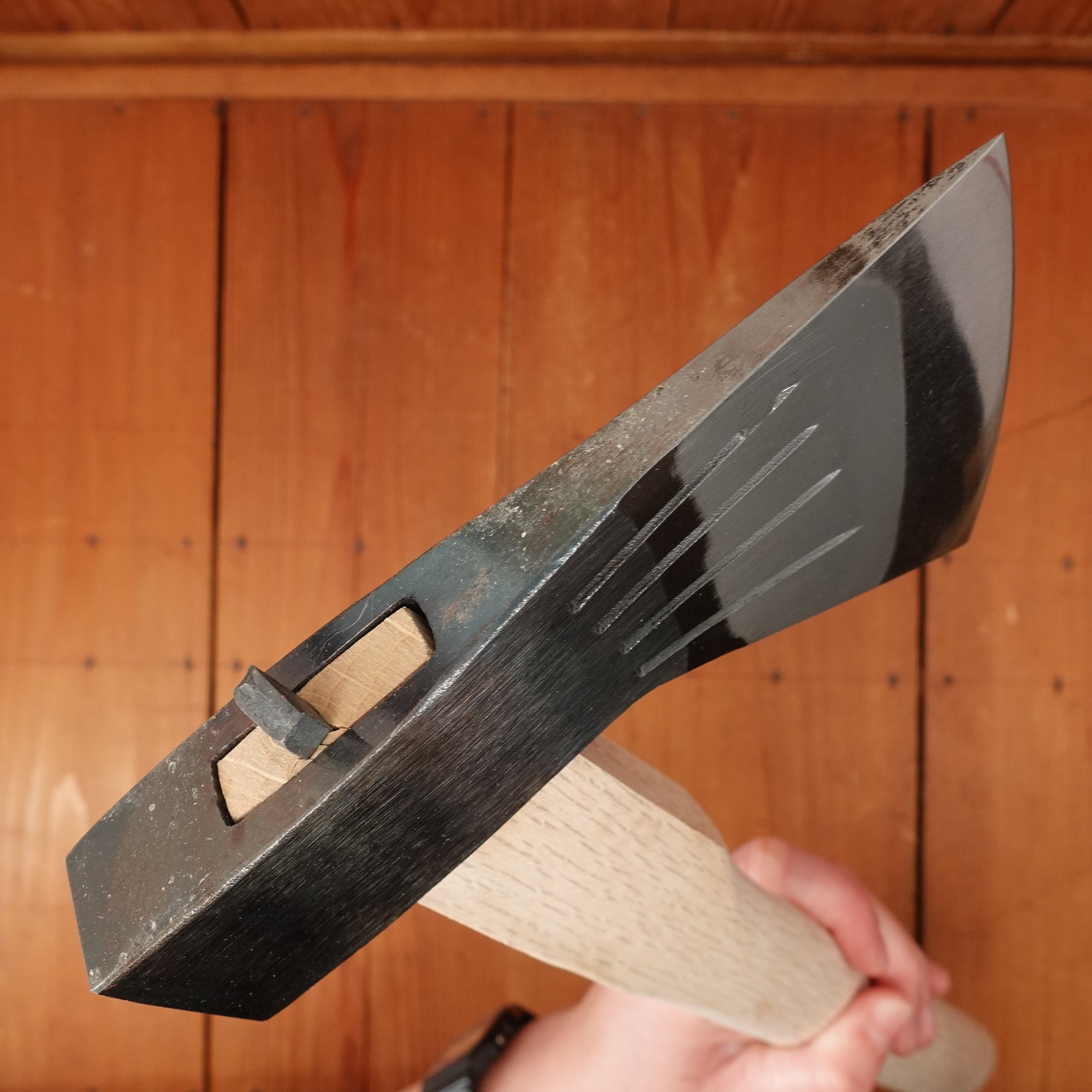 かつお　① Mizuno Satsuma Hand Axe Straight Kanto Oak Handle – Bernal Cutlery