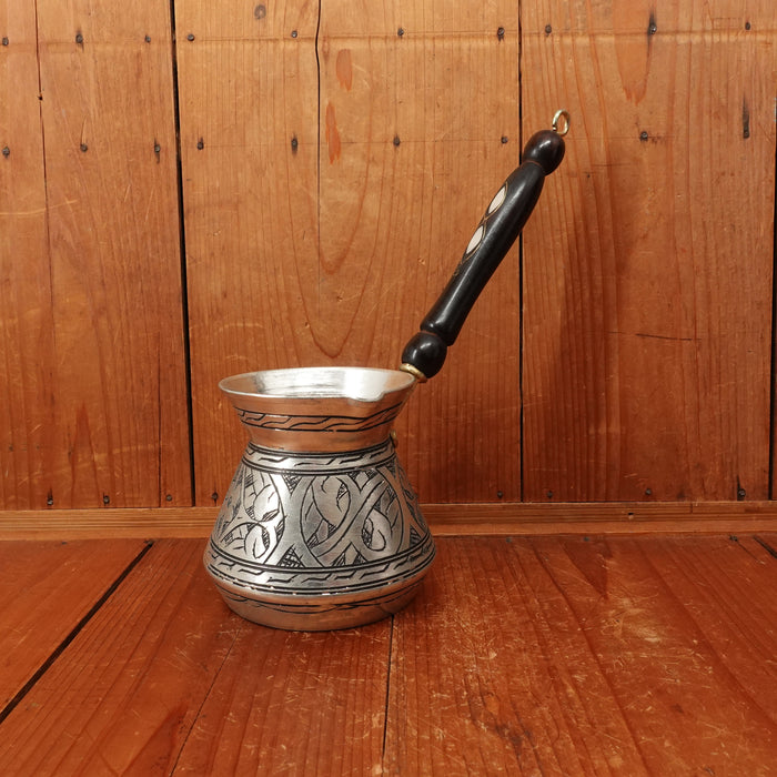 Kulhan Hand-carved Nickel and Copper Turkish Coffee Pot