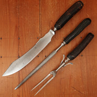 LF&C Carving Set  Carbon Steel Stag USA Approx. 1880-1920