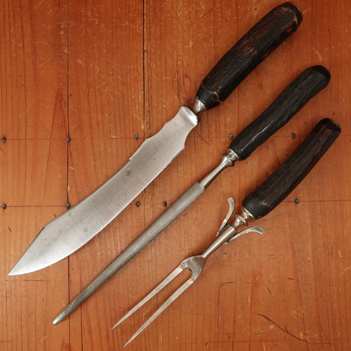 LF&C Carving Set  Carbon Steel Stag USA Approx. 1880-1920