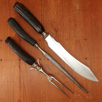 LF&C Carving Set  Carbon Steel Stag USA Approx. 1880-1920