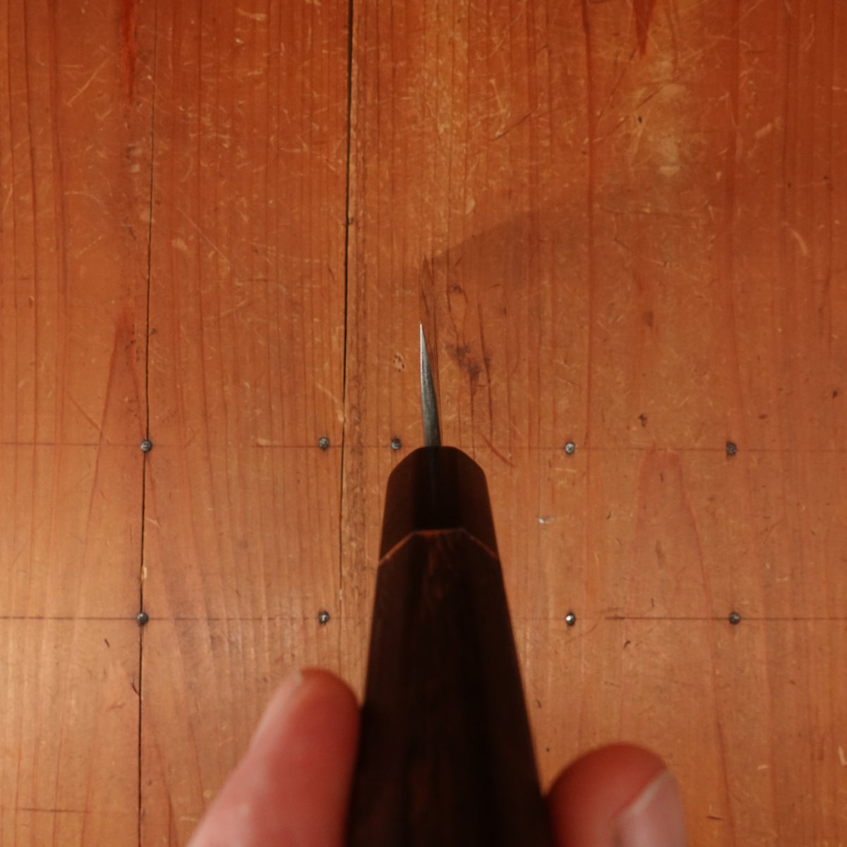 Wakui 150mm Petty Stainless Clad Aogami 2 Nashiji Warikomi Chestnut