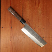 Wakui 165mm Nakiri Stainless Clad Aogami 2 Nashiji Warikomi Chestnut