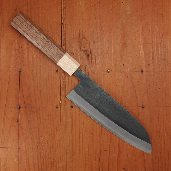 Hitohira TD 165mm Santoku Stainless Clad Aogami 2 Kurouchi Walnut Handle