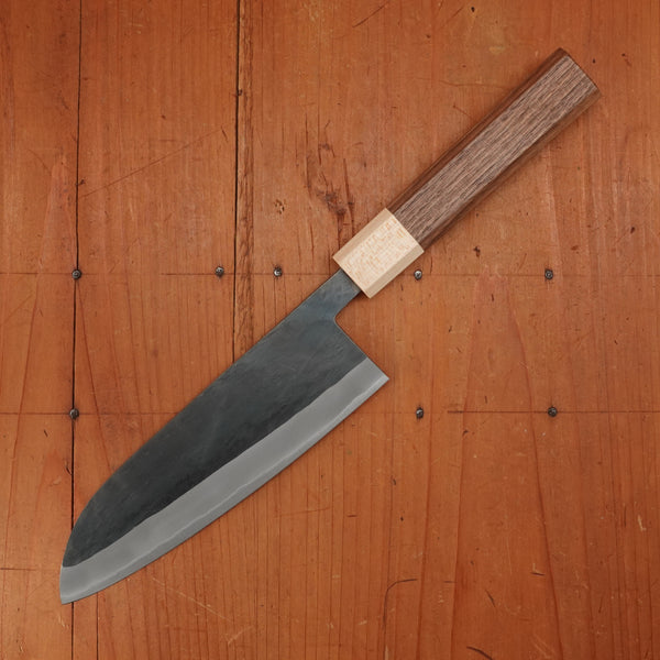 Hitohira TD 165mm Santoku Stainless Clad Aogami 2 Kurouchi Walnut Handle