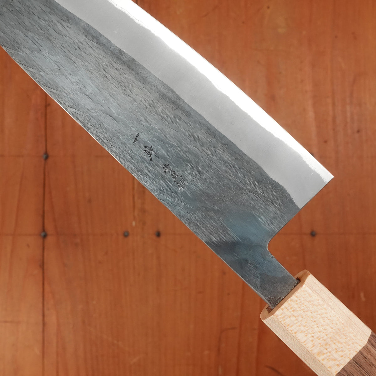 Hitohira TD 165mm Santoku Stainless Clad Aogami 2 Kurouchi Walnut Handle