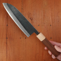 Hitohira TD 165mm Santoku Stainless Clad Aogami 2 Kurouchi Walnut Handle