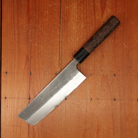 Wakui 165mm Nakiri Stainless Clad Aogami 2 Nashiji Warikomi Chestnut