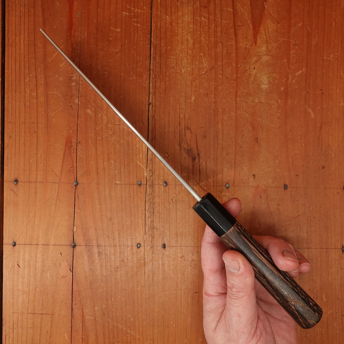 Wakui 165mm Nakiri Stainless Clad Aogami 2 Nashiji Warikomi Chestnut