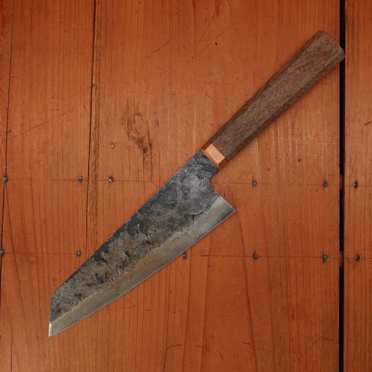 Trade In Blenheim Forge 180mm Bunka Santoku Iron Clad Aogami 2 Walnut & Copper