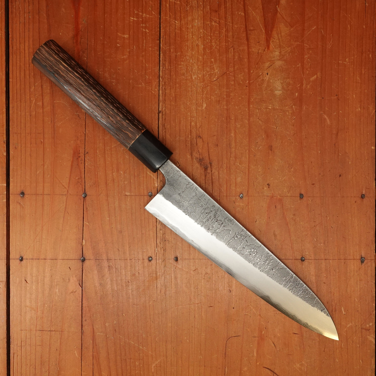 Wakui 210mm Gyuto Stainless Clad Aogami 2 Nashiji Warikomi Chestnut