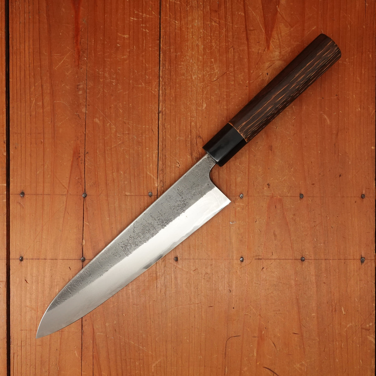 Wakui 210mm Gyuto Stainless Clad Aogami 2 Nashiji Warikomi Chestnut