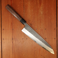 Wakui 240mm Gyuto Stainless Clad Aogami 2 Nashiji Warikomi Chestnut