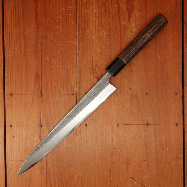 Wakui 240mm Sujihiki Stainless Clad Aogami 2 Nashiji Warikomi Chestnut