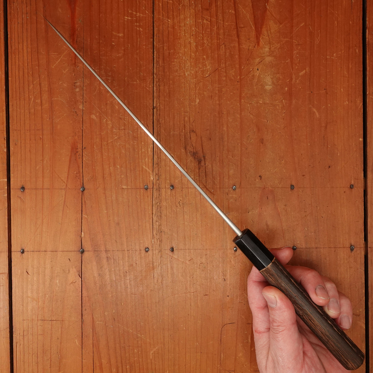 Wakui 240mm Sujihiki Stainless Clad Aogami 2 Nashiji Warikomi Chestnut