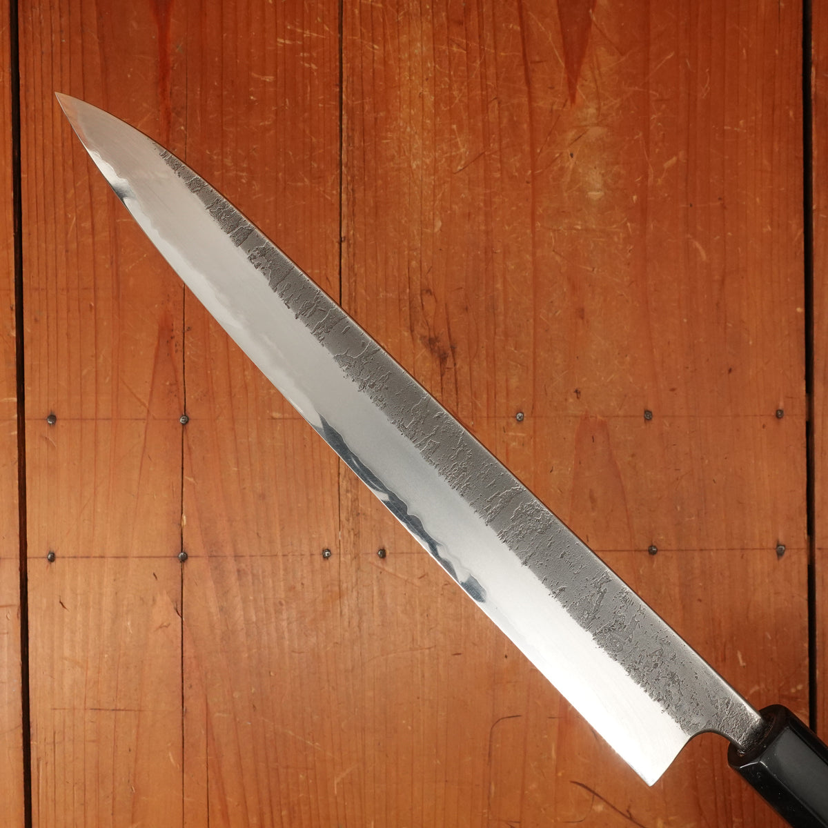 Wakui 240mm Sujihiki Stainless Clad Aogami 2 Nashiji Warikomi Chestnut