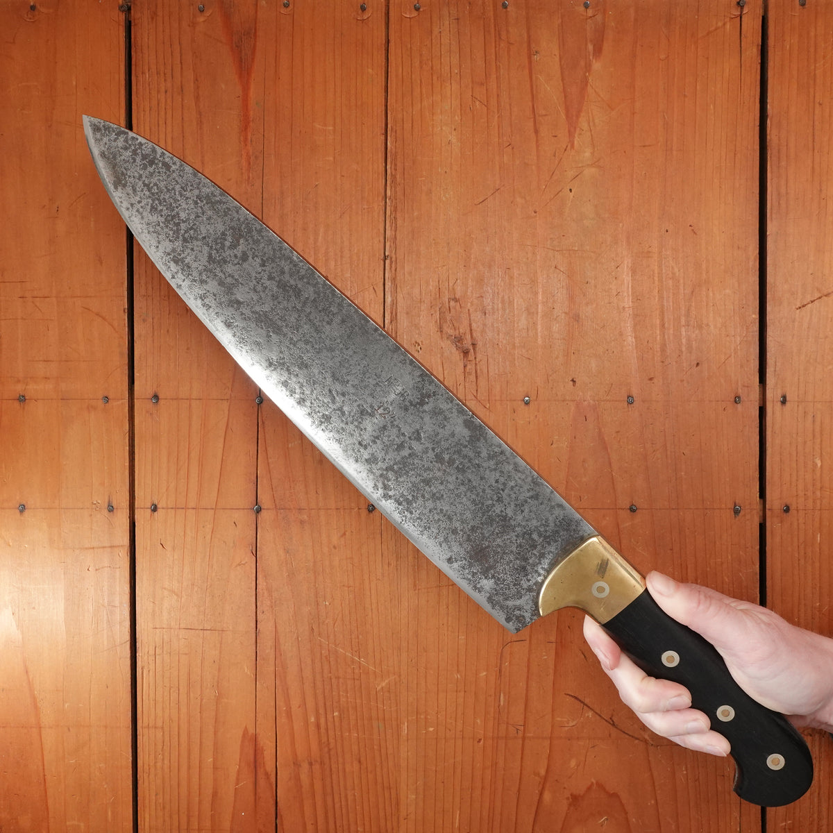 F Dick No. 66 12.5" Lobster Splitter Chef de Chef Hand Forged Carbon Steel Custom Brass & Ebony Handle Germany