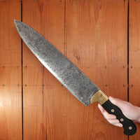 F Dick No. 66 12.5" Lobster Splitter Chef de Chef Hand Forged Carbon Steel Custom Brass & Ebony Handle Germany