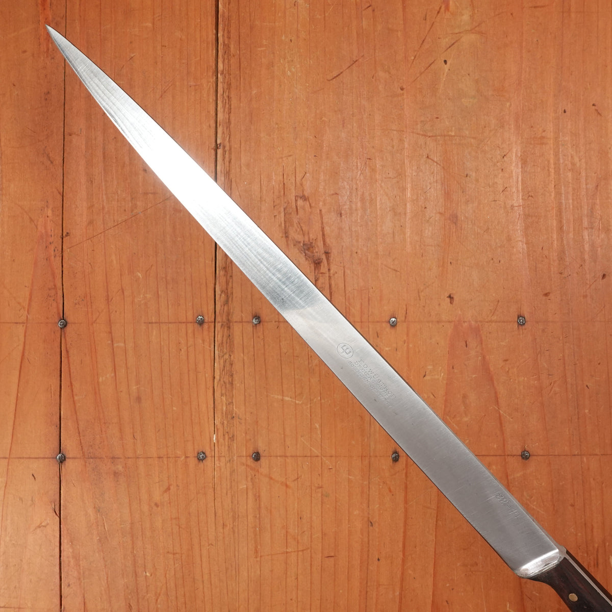 Ed Wusthof Dreizackwerk 182-10 10.5" Narrow Flex Slicer Carbon Custom Handle Solingen, Germany 1960s