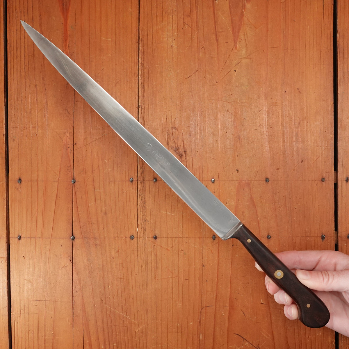 Ed Wusthof Dreizackwerk 182-10 10.5" Narrow Flex Slicer Carbon Custom Handle Solingen, Germany 1960s