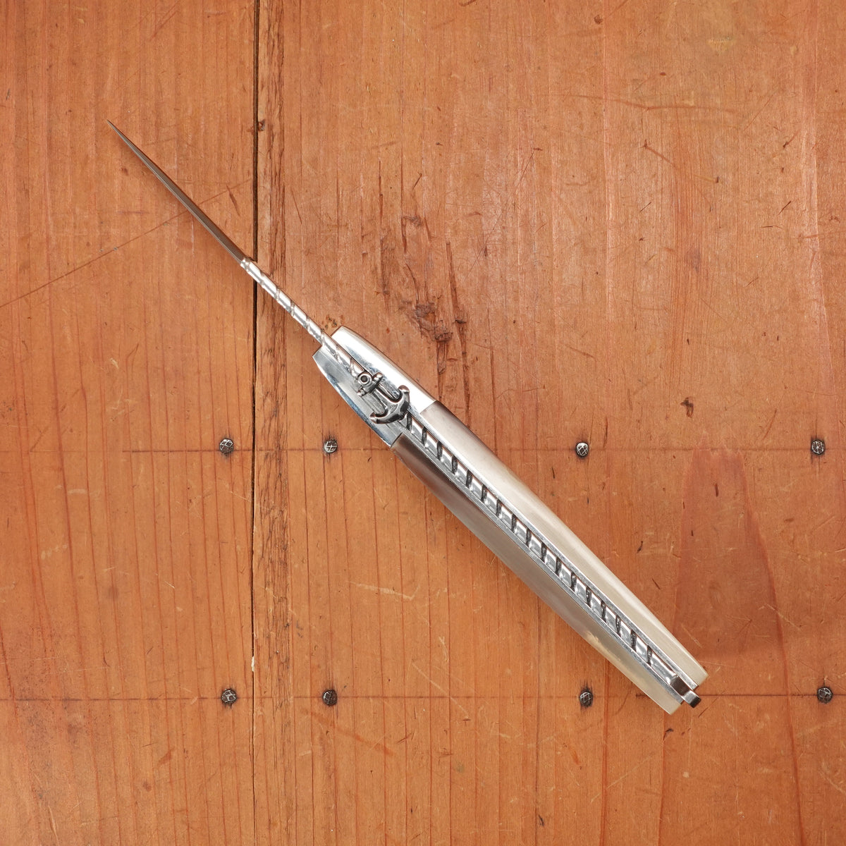 Florinox Le Méditerranée 115cm Clip Point 12C27 Slipjoint Horn Handle with Stainless Rope & Anchor Thiers, France