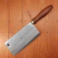 W&P Gusstahl 7" Cleaver Carbon Steel Turned Hardwood Germany 1880-1930