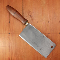 W&P Gusstahl 7" Cleaver Carbon Steel Turned Hardwood Germany 1880-1930