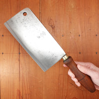 W&P Gusstahl 7" Cleaver Carbon Steel Turned Hardwood Germany 1880-1930