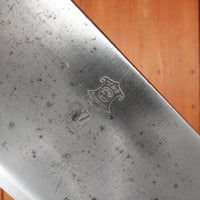 W&P Gusstahl 7" Cleaver Carbon Steel Turned Hardwood Germany 1880-1930