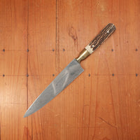 New Old Stock Friedr. Herder Abr. Sohn 7.25" Argentine Style Facón Gaucho Knife Stag Handle Solingen, Germany