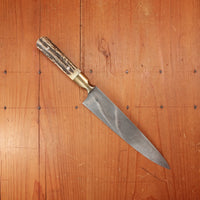 New Old Stock Friedr. Herder Abr. Sohn 7.25" Argentine Style Facón Gaucho Knife Stag Handle Solingen, Germany