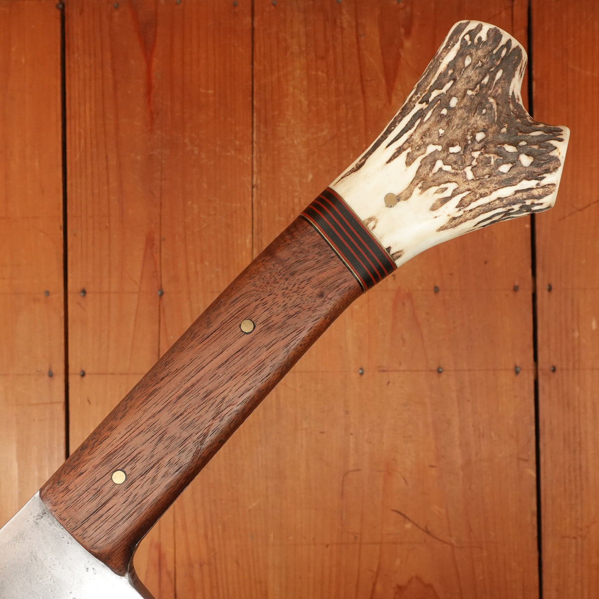 F Dick No. 95 9" Cleaver Hand Forged Carbon Steel Custom Walnut & Stag Germany 1950s 60s?