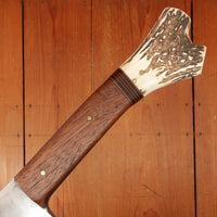 F Dick No. 95 9" Cleaver Hand Forged Carbon Steel Custom Walnut & Stag Germany 1950s 60s?