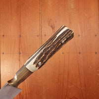 New Old Stock Friedr. Herder Abr. Sohn 7.25" Argentine Style Facón Gaucho Knife Stag Handle Solingen, Germany
