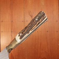 New Old Stock Friedr. Herder Abr. Sohn 7.25" Argentine Style Facón Gaucho Knife Stag Handle Solingen, Germany